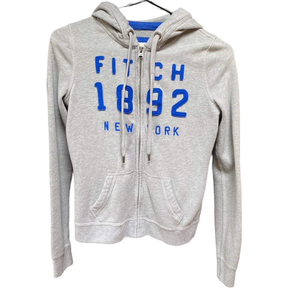 Abercrombie & Fitch Gray Gray Royal Blue Full Zip Hoodie XS Perfect Like New